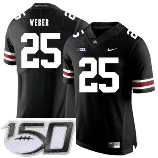 Ohio State Buckeyes 25 Mike Weber Black Nike College Football Stitched 150th Anniversary Patch Jersey (1)